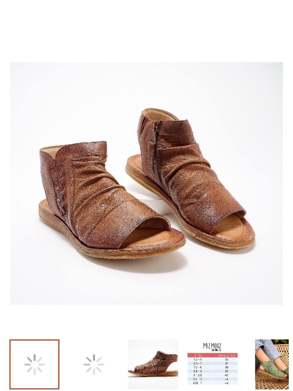 Miz Mooz Rustic Brown Open-Toe Leather Sandals in Brandy NWT!